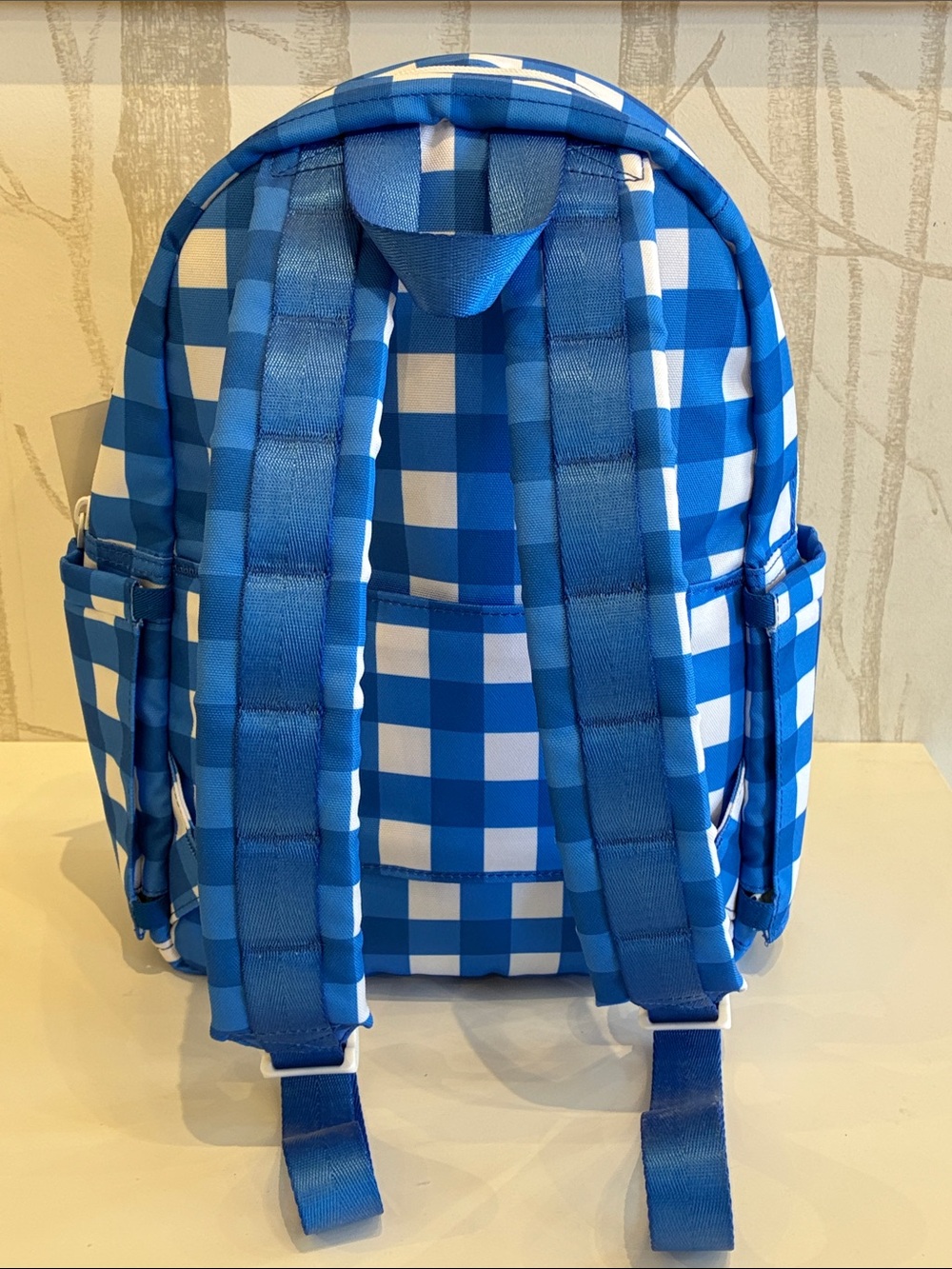 STATE Blue & White Gingham Mini Backpack with Cherry Charm - Picture 10 of 11